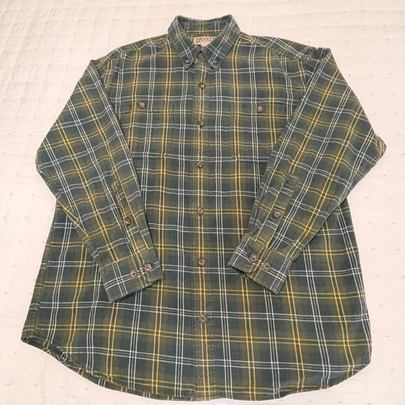 Duluth Trading Co Men’s L Green Plaid Flannel Shirt Long Sleeve Button-Down - Picture 2 of 11